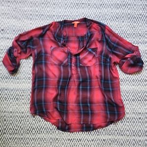 Joe Fresh Burgundy and Navy Plaid Shirt 🍓